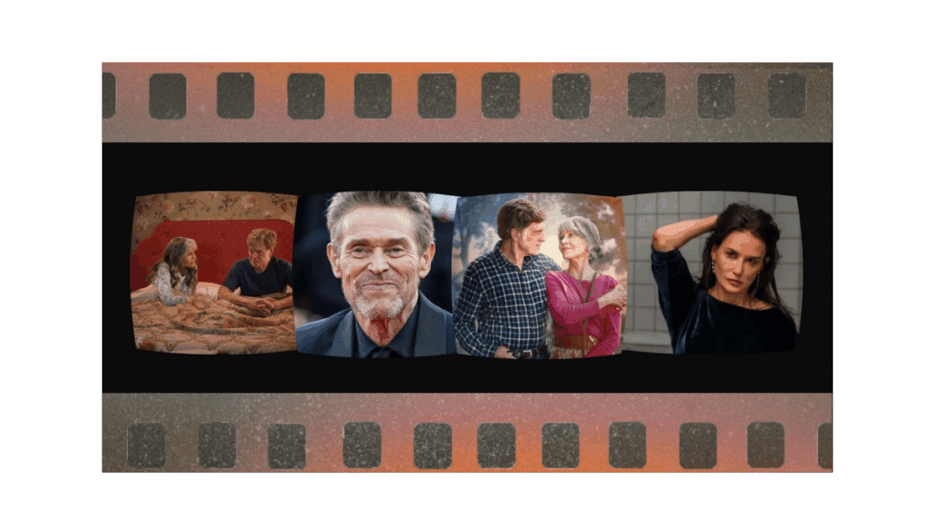 Ao iniciar esse texto, três filmes vem à minha cabeça: Nossas Noites, protagonizados por Jane Fonda e Robert Redford, A Substância, dirigido belamente por Coralie Fargeat e estrelado por Demi Moore. A diretora francesa dirigiu outro filme que me chamou atenção, Vingança, que mostra, assim como no filme A Substância, como o mundo pode ser violento com as mulheres. O vermelho, o horrendo é ressaltando, tudo ali é dor e violência. Num filme, uma mulher jovem vinga a violência que sofreu, no outro, uma mulher mais velha se mutila. Em Nossas Noites, a maravilhosa e deslumbrante Jane Fonda convida o vizinho para dormir com ela, literalmente dormir. O terceiro filme será dirigido pela atriz e diretora Bárbara Paz. O filme gira em torno do personagem do carismático Willem Dafoe, um “profissional do afeto”, alguém que oferece conforto platônico a pessoas solitárias.